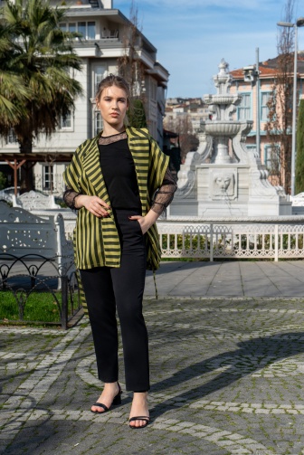 Çizgi Desenli Üçlü Takım